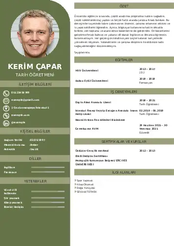 Tarih Öğretmeni Cv Örnekleri cv indir